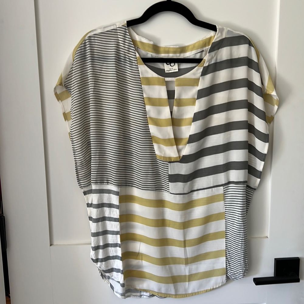 Anthropologie One September mixed fabric top
